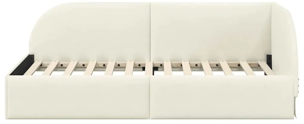 vidaXL Κρεβάτι Γωνίας με κεφαλάρι Κρεμ 90 x 200 cm Βελούδο
