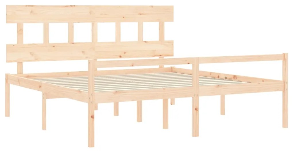 vidaXL Κρεβάτι Ηλικιωμένου με Κεφαλάρι Μασίφ Ξύλο Super King Size