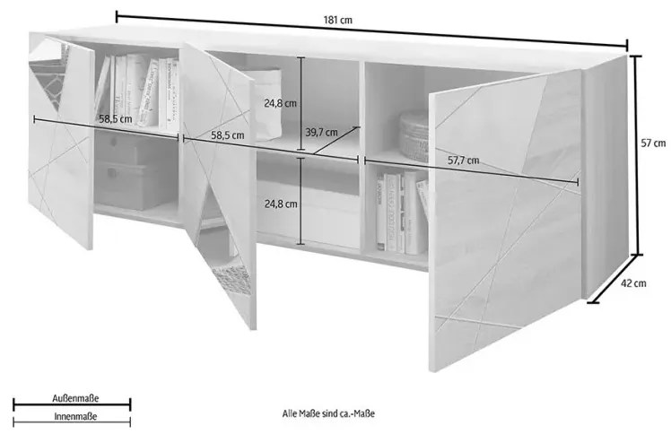 Vito Έπιπλο Τηλεόρασης Ανθρακί 181x42x57