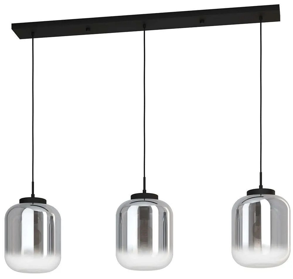 Φωτιστικό Οροφής - Ράγα Bulciago 390104 126x25x150cm 3xE27 40W Black-Smoke Eglo Steel,Glass
