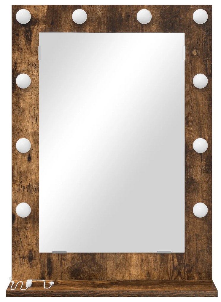 vidaXL Καθρέφτης Vanity Καπνιστό ξύλο Ξύλο, Γυαλί 70 x 50 x 18 εκ