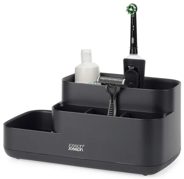 Οργανωτής μπάνιου Joseph Joseph EasyStore 70600, 24,9x12 cm, Αντιολισθητική βάση, χωρίς BPA, Μαύρο