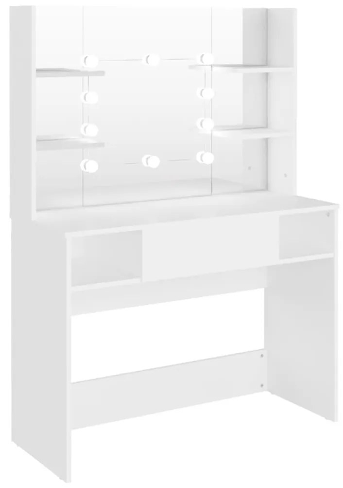 Έπιπλο Μακιγιάζ με Φωτισμό LED Λευκό 100 x 40 x 135 εκ. από MDF - Λευκό