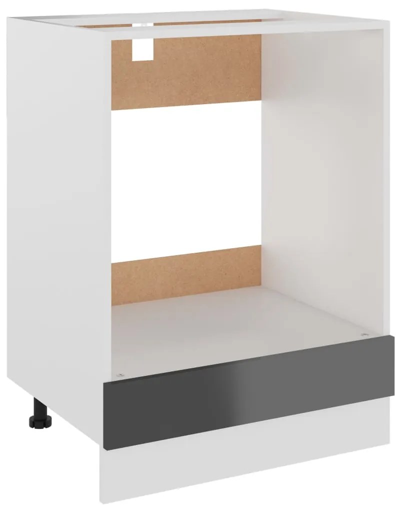 vidaXL Ντουλάπι για Φούρνο Γυαλιστερό Γκρι 60x46x81,5 εκ. Μοριοσανίδα