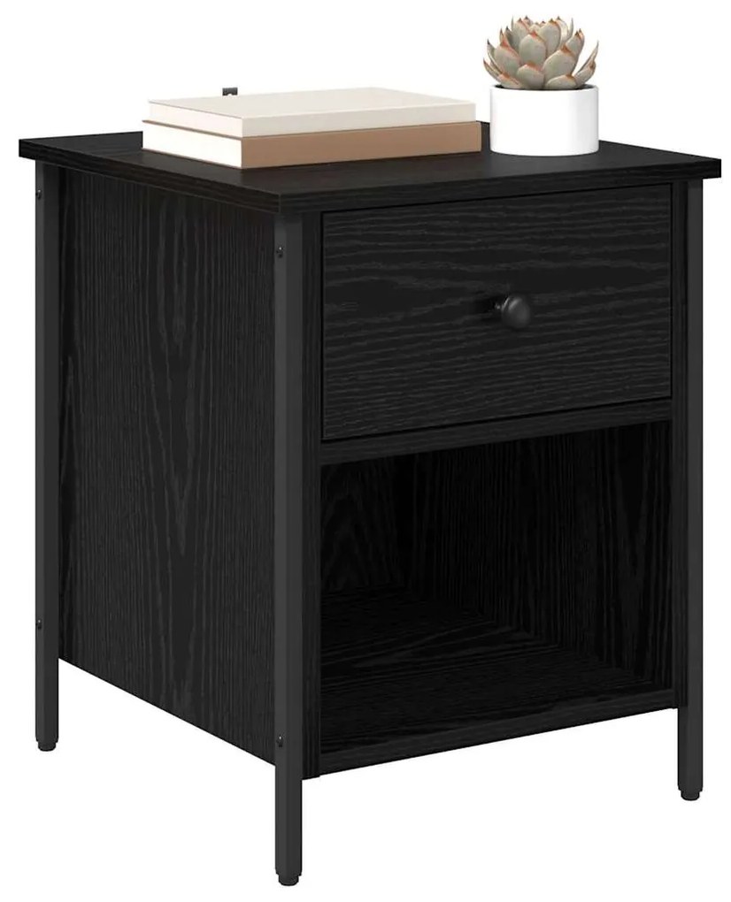 vidaXL Κομοδίνο Μαύρη Οξυά 40 x 42 x 50 cm Επεξεργασμένο ξύλο