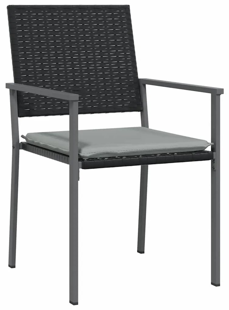 vidaXL Σέτ φαγητού για κήπο 7 pcs Μαύρο Πολυ ράταν