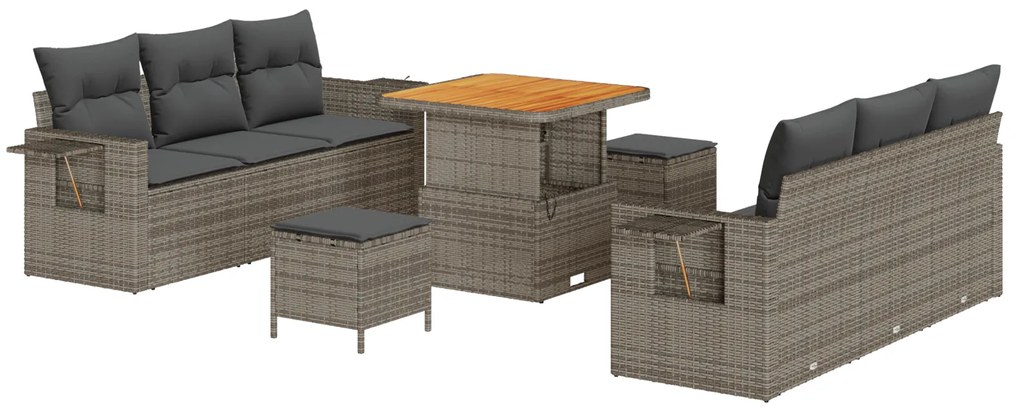 vidaXL Σετ Καναπέ Κήπου 9 pcs Γκρι συνθετικό ρατάν
