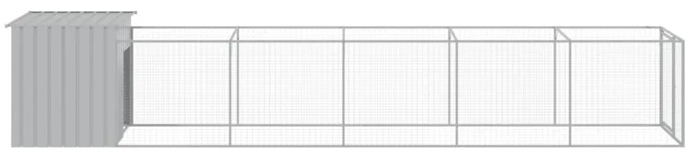 vidaXL Σπιτάκι Σκύλου με Αυλή Αν. Γκρι 110x609x110 εκ. Γαλβαν. Χάλυβας