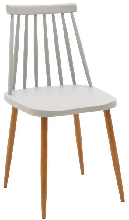 Σετ Τραπεζαρίας Aurora-Julita 5τεμ pp-mdf σε γκρι-λευκό-φυσική απόχρωση Φ80x73εκ 80x80x73 εκ.