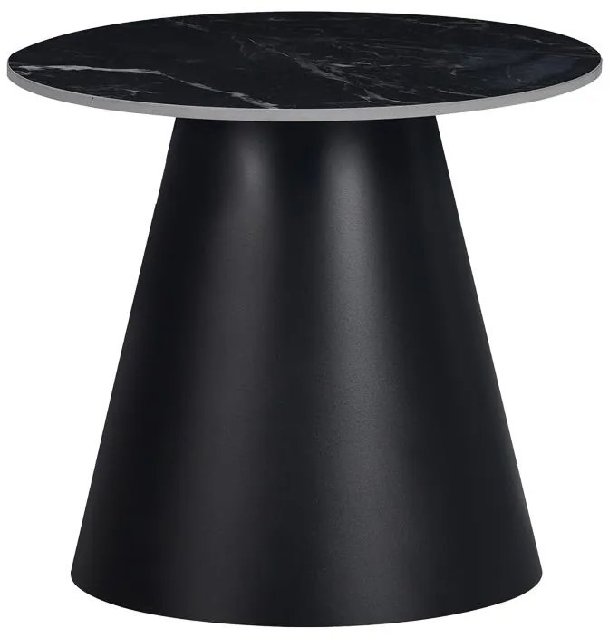 Βοηθητικό τραπέζι Fabrin Inart μαύρο μαρμάρου sintered stone-μαύρο μέταλλο Φ50x46εκ 70x70x40 εκ.