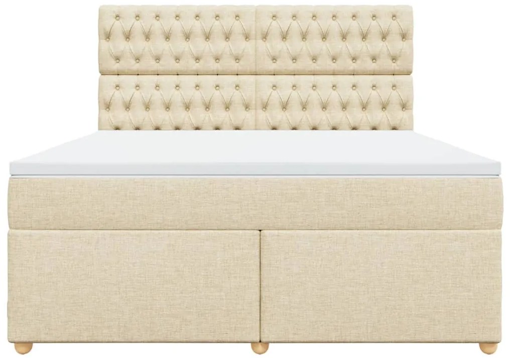 vidaXL Κρεβάτι Boxspring με Στρώμα Κρεμ 180x200 εκ. Υφασμάτινο