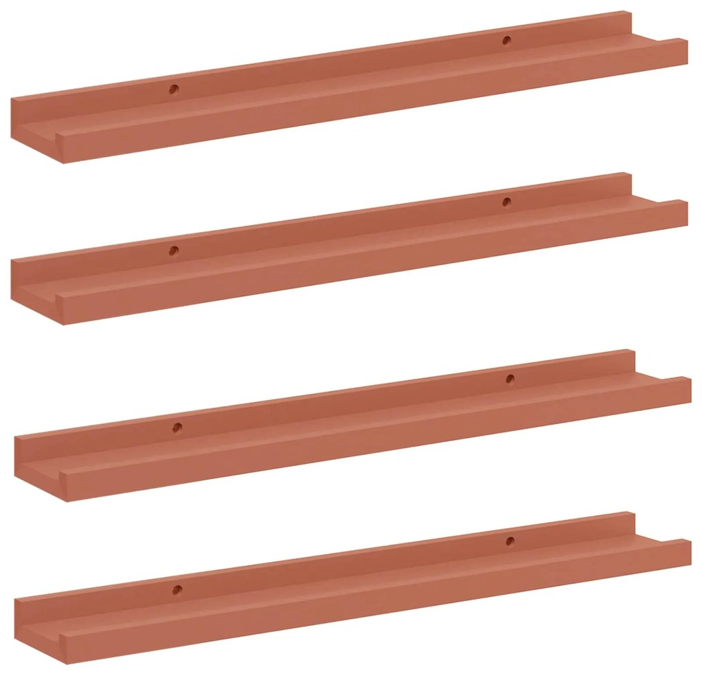 vidaXL Ράφι Τοίχου 4 pcs Κόκκινο 60 x 9 x 3 cm Επεξεργασμένο ξύλο