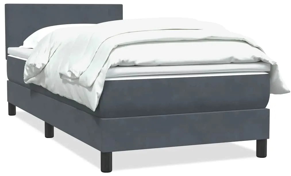 vidaXL Κρεβάτι Boxspring με Στρώμα Σκούρο Γκρι 90x220 εκ. Βελούδινο