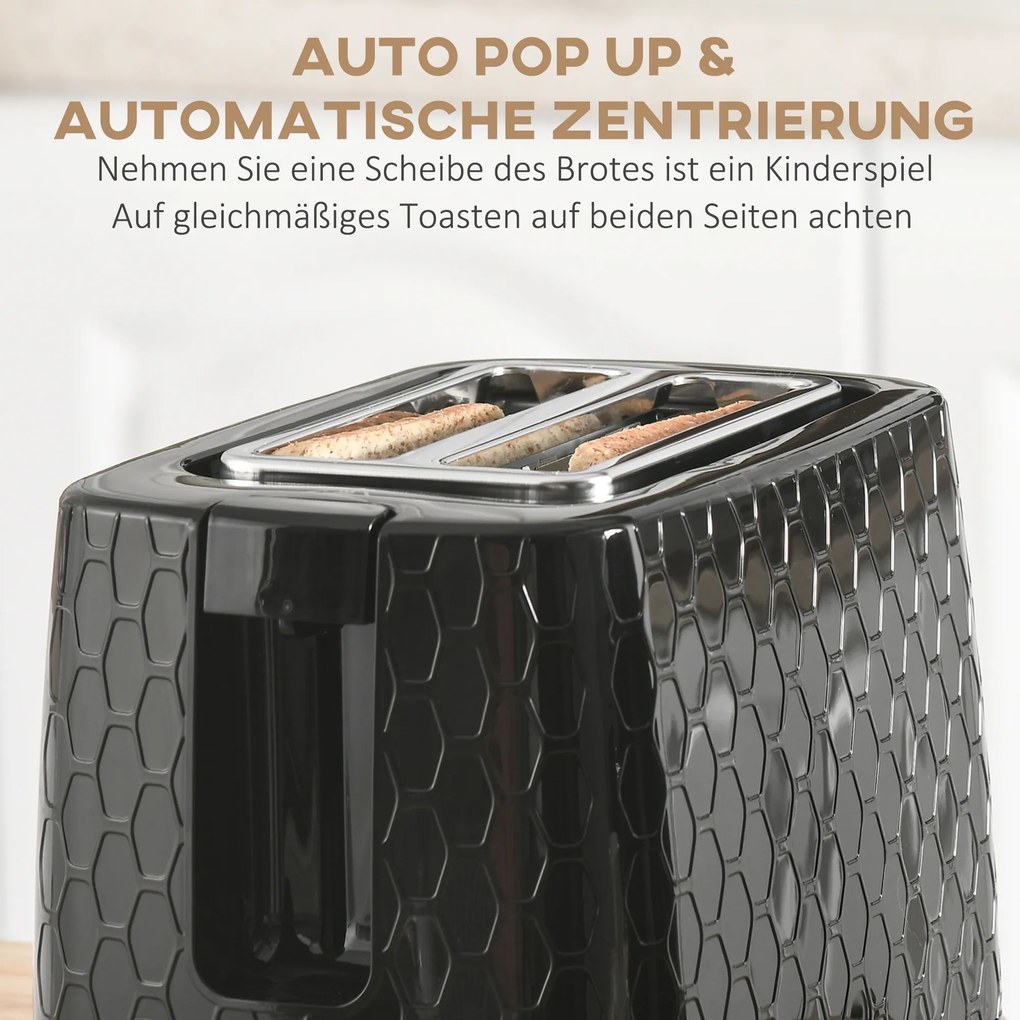 HOMCOM Σετ βραστήρα και τοστιέρας, 1,7 L, διάφορες λειτουργίες, οθόνες LED, μαύρο