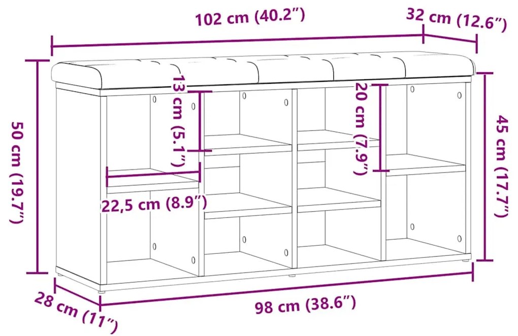 ΠΑΓΚΟΣ ΠΑΠΟΥΤΣΙΩΝ  ARTISAN OAK 102X32X50 CM ΚΑΤΑΣΚΕΥΑΣΜΕΝΟ ΞΥΛΟ 857626