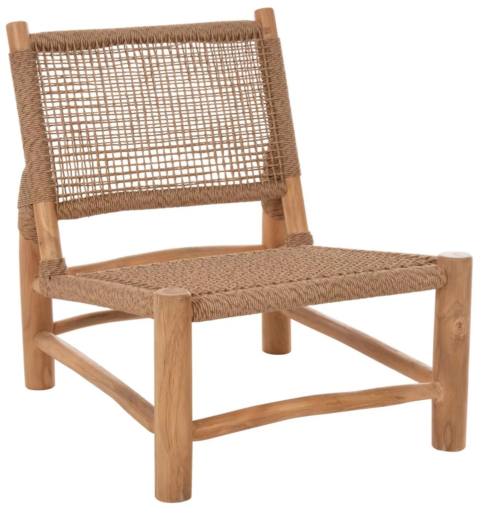 CHAIR INDOOR LONDER  TEAK WOOD AND SYNTHETIC RATTAN 63x77x77Hcm.