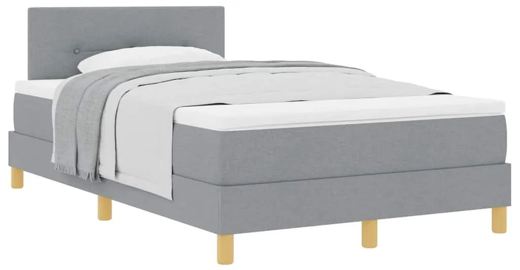 vidaXL Κρεβάτι box spring με στρώμα Ανοιχτό γκρι 120 x 200 cm ύφασμα