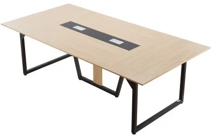 VEVOR Conference Table, 2400 mm Office Meeting Table for 10 Person, Modern Rectangle Seminar Desk with Metal Legs, Large Meeting Desk Ideal for Office, Boardroom, Conference Room, Easy Assembly, Brown