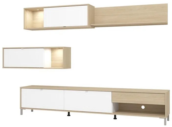 Σύνθετο σαλονιού CAMBRIDGE σε Λευκό - Oak 234x40x176εκ. 234x40x176 εκ.