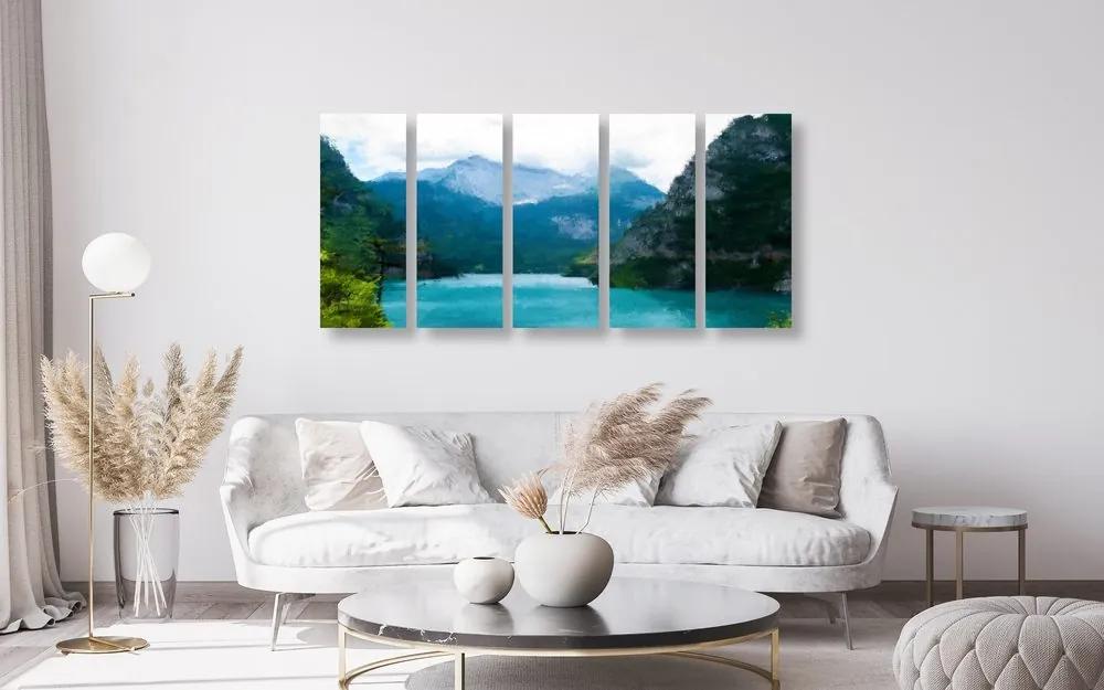 5 μέρη εικόνα ζωγραφισμένη ορεινή λίμνη
