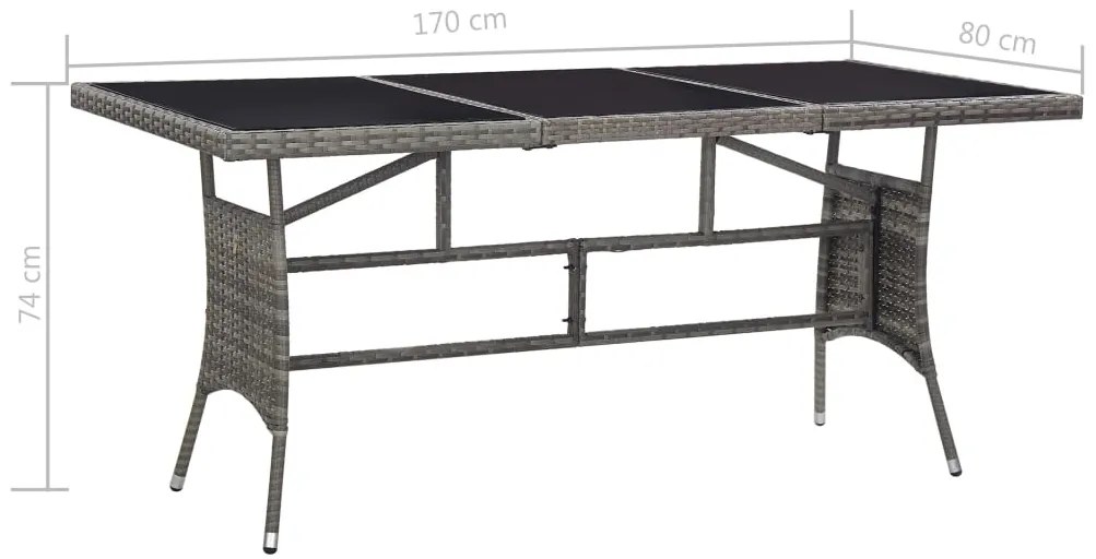 ΤΡΑΠΕΖΙ ΚΗΠΟΥ ΓΚΡΙ 170 X 80 X 74 ΕΚ. ΑΠΟ ΣΥΝΘΕΤΙΚΟ ΡΑΤΑΝ 318717