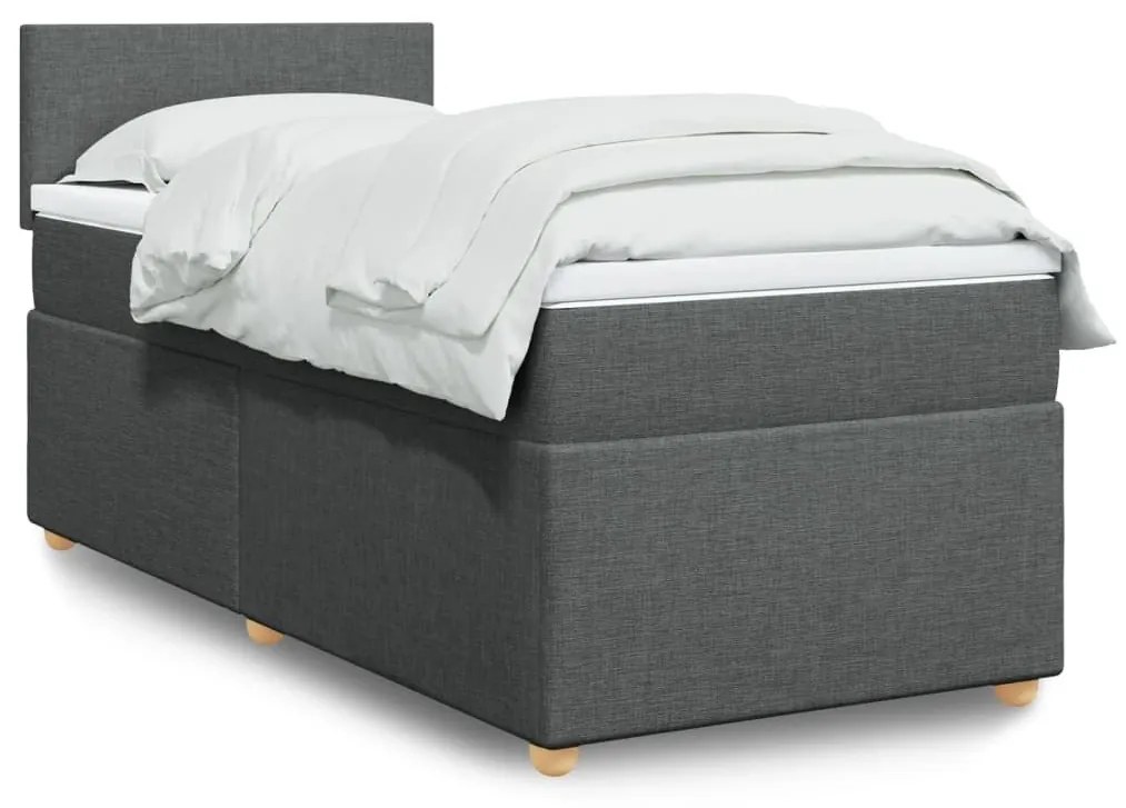 ΚΡΕΒΑΤΙ BOXSPRING ΜΕ ΣΤΡΩΜΑ ΣΚΟΥΡΟ ΓΚΡΙ 90X200 ΕΚ. ΥΦΑΣΜΑΤΙΝΟ 3286557