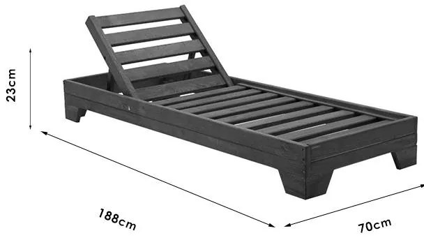 Ξαπλώστρα Sadie μασίφ ξύλο από έλατο καρυδί 70x188x22 εκ.