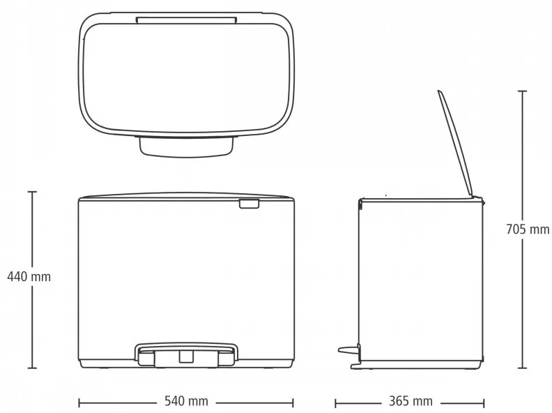 Κάδος απορριμμάτων Brabantia Bo Pedal 36L, Εύκολο κλείσιμο, Αντιολισθητική βάση, Ανθεκτικό στα δακτυλικά αποτυπώματα, Inox/Ματ