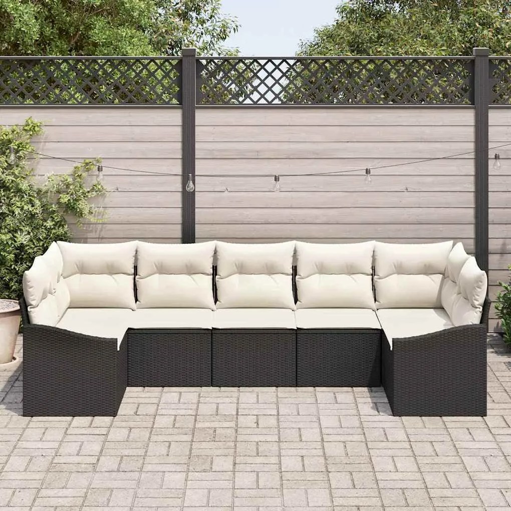 vidaXL Σετ Καναπέ Κήπου 7 pcs Μαύρο Πολυ ράταν