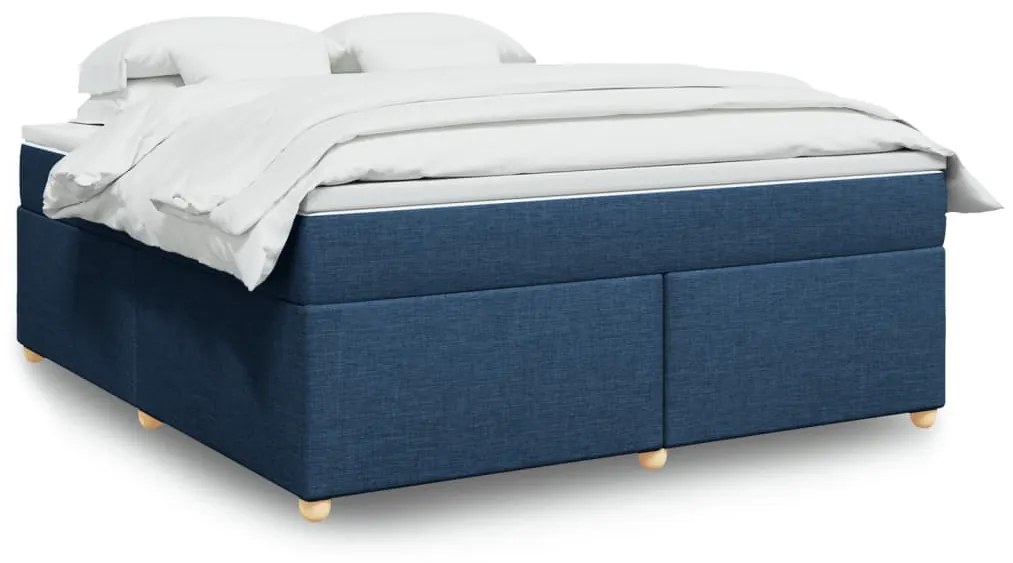 vidaXL Κρεβάτι Boxspring με Στρώμα Μπλε 180x200 εκ. Υφασμάτινο