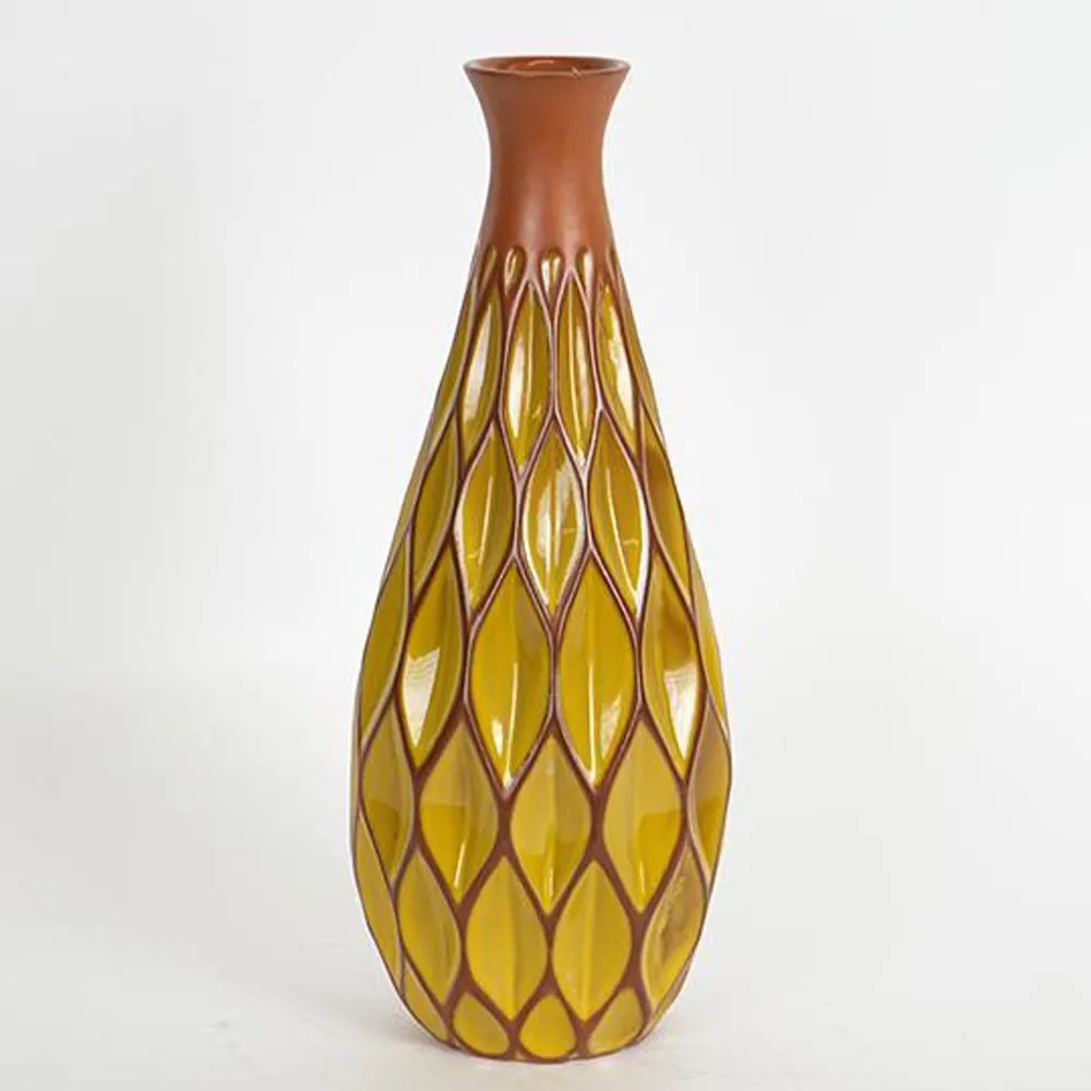 Βάζο Κεραμικό 752-20225 Φ14,5x37cm Terracota-Yellow Estheti Home Κεραμικό
