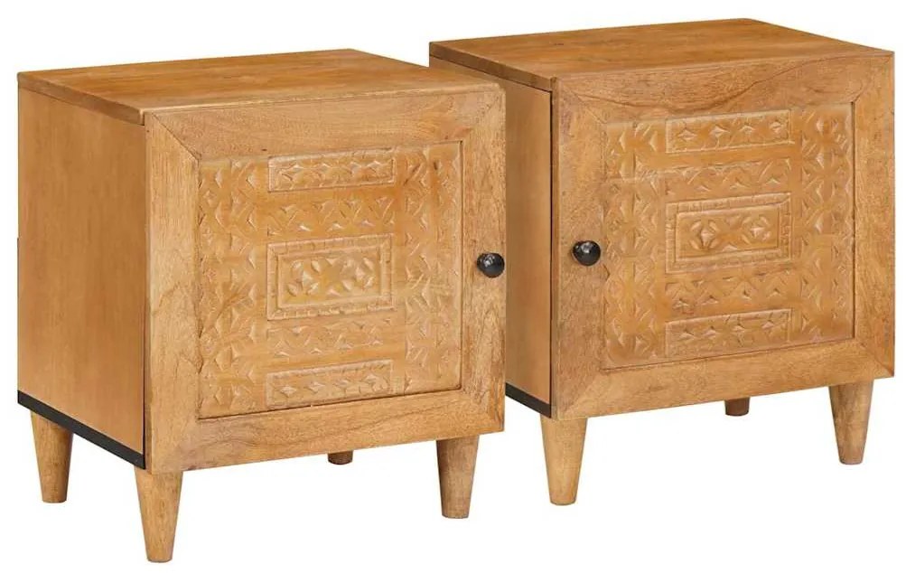 vidaXL Κομοδίνο 2 pcs Ανοιχτό καφέ 40 x 33 x 46 εκ. Μασίφ ξύλο μάνγκο