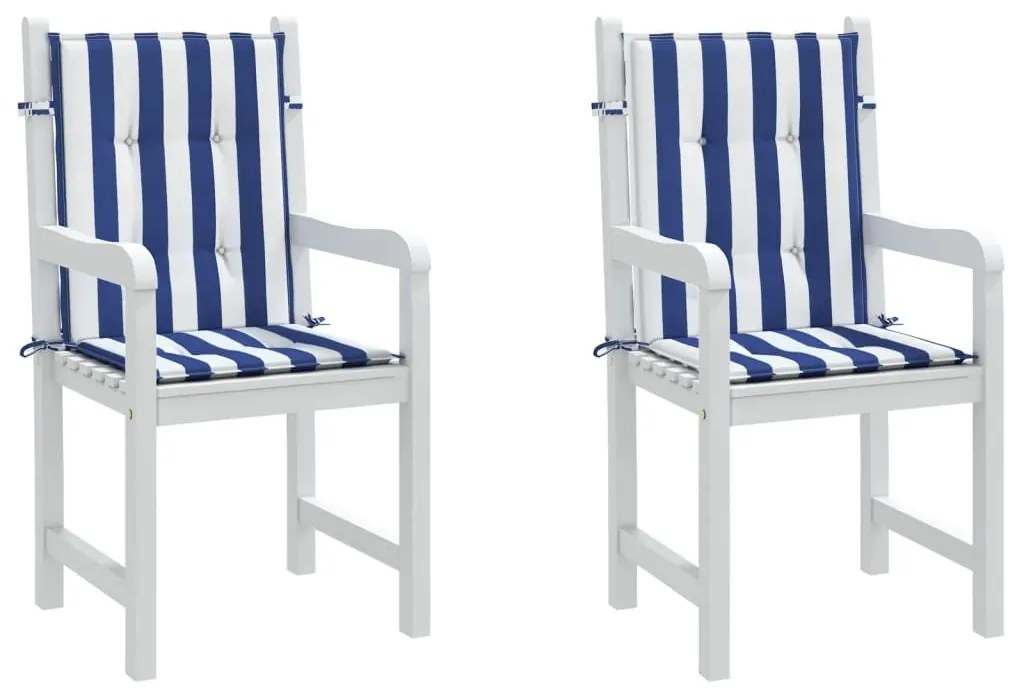 Μαξιλάρια Καρέκλας Χαμ. Πλάτη 2 τεμ. Μπλε/Λευκά Ριγέ Υφασμάτινα - Πολύχρωμο