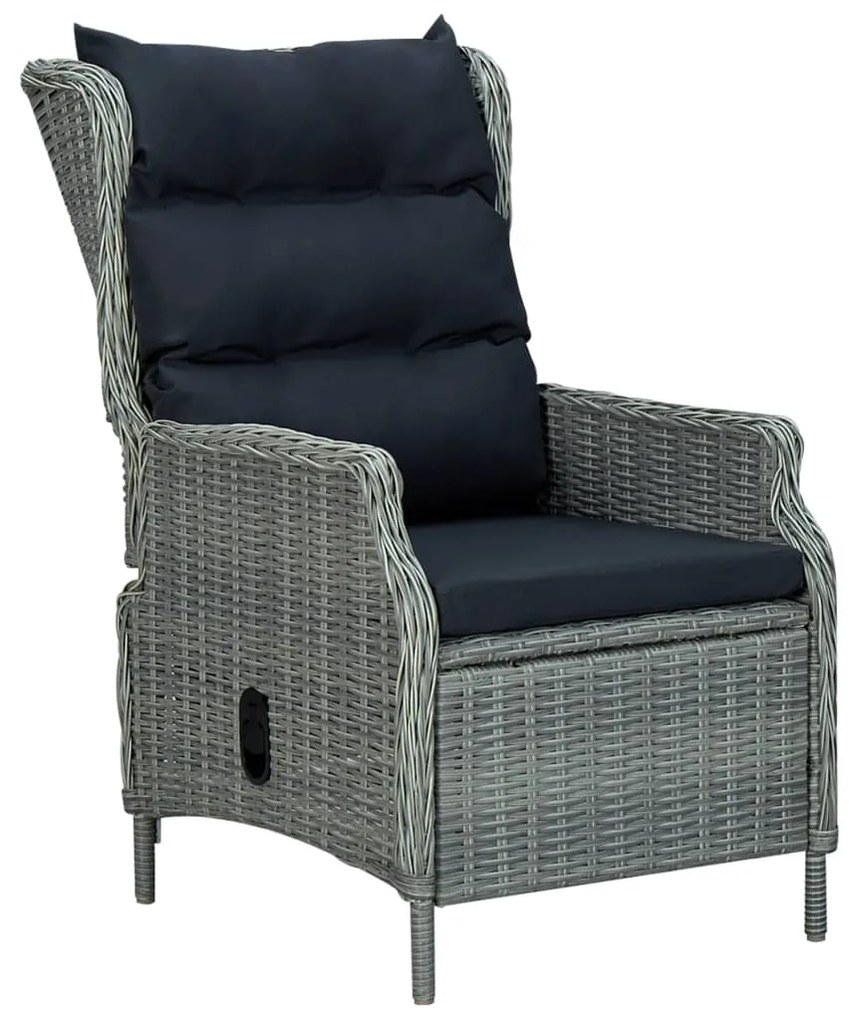 vidaXL Τραπεζαρία Εξ. Χώρου 9 τεμ Ανοιχτό Γκρι Συνθ. Ρατάν &amp; Μαξιλάρια