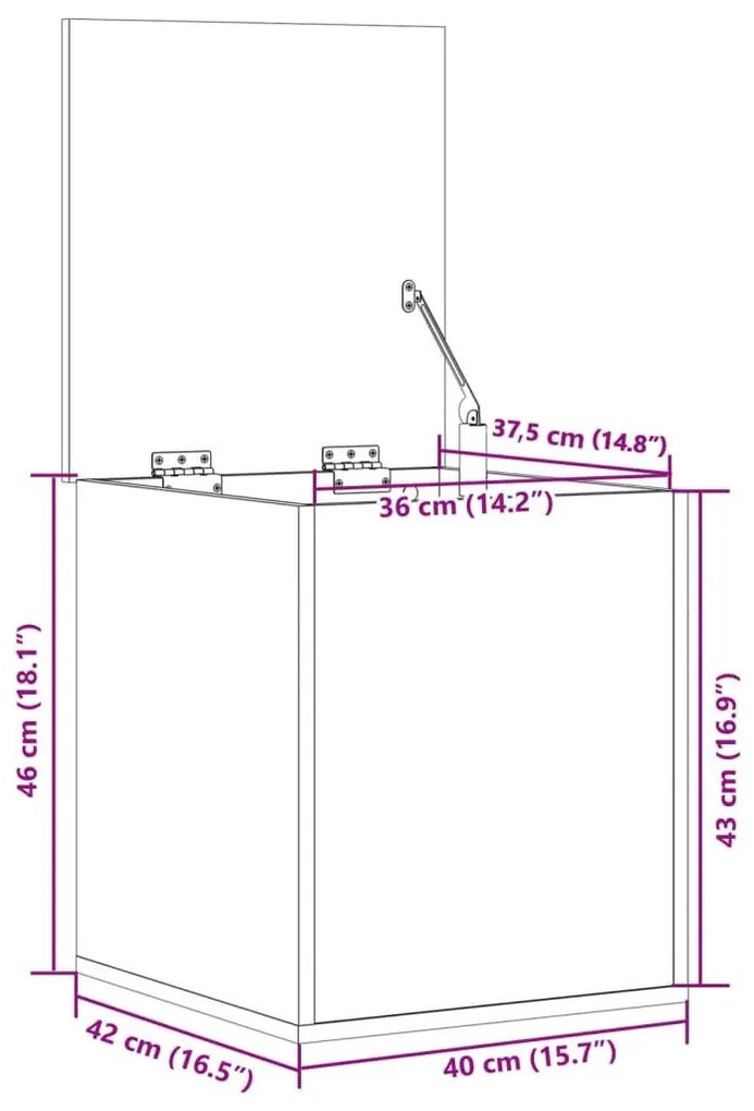 Κουτί Αποθήκευσης Μαύρο 40x42x46 εκ. Επεξεργασμένο Ξύλο - Μαύρο