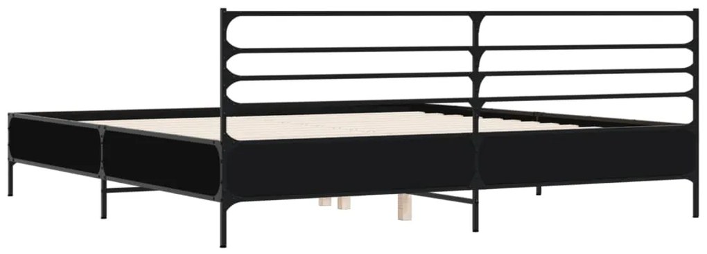 vidaXL Πλαίσιο Κρεβατιού Μαύρο 180 x 200 εκ. Επεξ. Ξύλο &amp; Μέταλλο