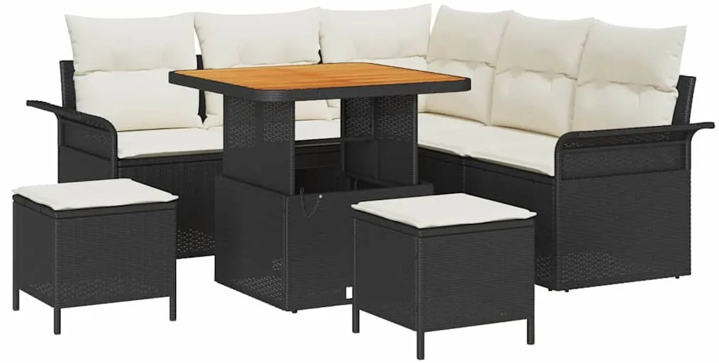 vidaXL Σετ Καναπέ Κήπου Ρυθμιζόμενο ύψος 8 pcs Μαύρο συνθετικό ρατάν