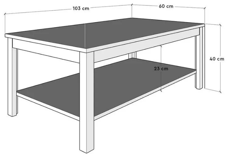 Τραπεζάκι σαλονιού Rustic Megapap χρώμα λευκό 103x60x40εκ.