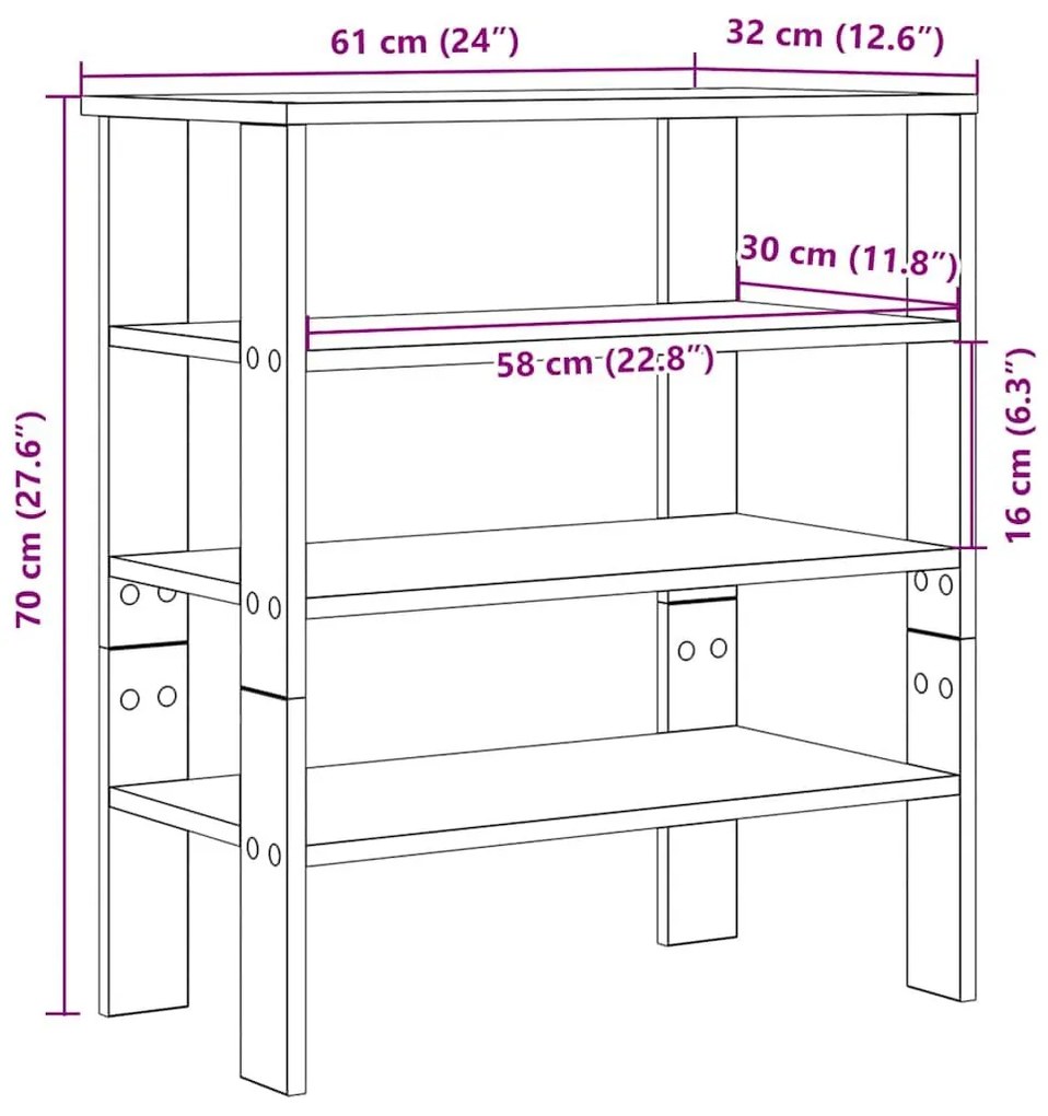 Ράφι παπουτσιών Γκρι Sonoma 61x32x70 cm Κατασκευασμένο ξύλο - Γκρι