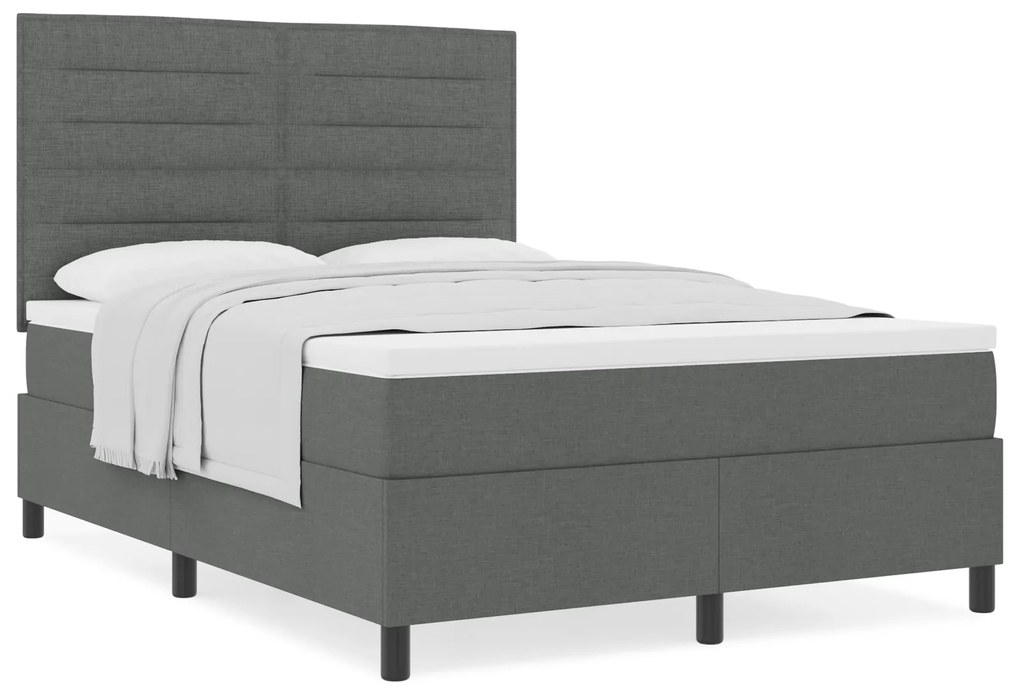 vidaXL Σκούρο Γκρι Κρεβάτι με Στρώμα 140x200 cm Υφασμα