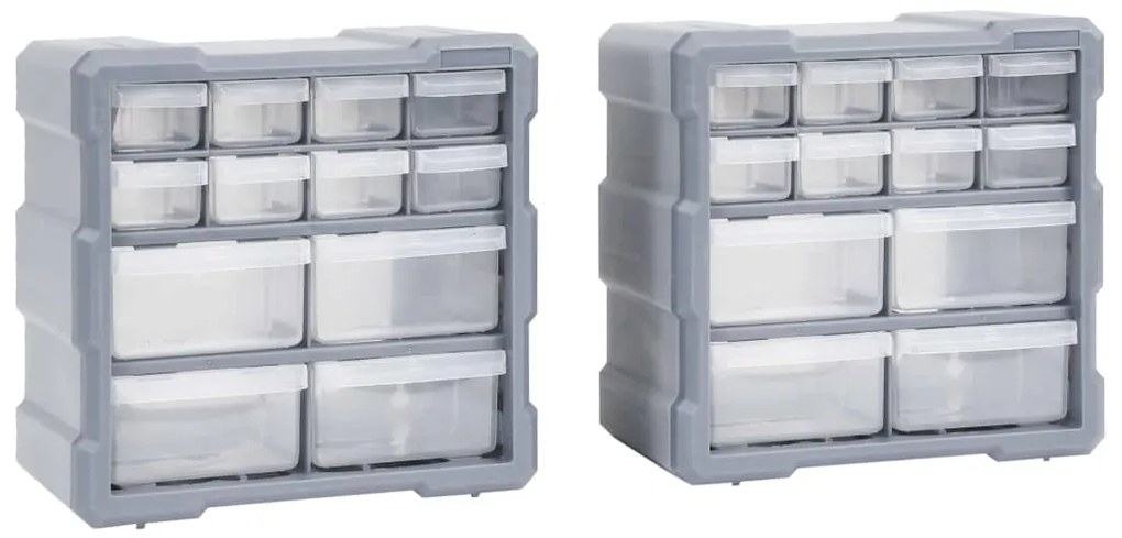 vidaXL Κουτιά Αποθήκευσης 2 τεμ. με 12 Συρτάρια 26,5 x 16 x 26 εκ.
