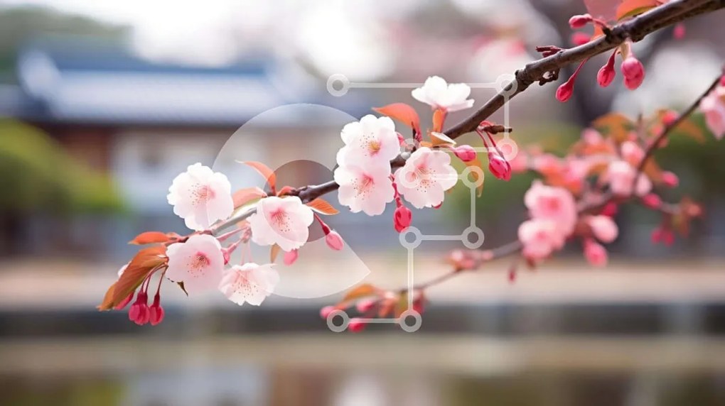 Intra Συλλεκτικό Ξύλινο Παζλ Plywood  4mm - Κλάδος Cherry Blossom σε υπαίθριο κήπο ή πάρκο Σε Ξύλινο Κουτί - Διαστάσεις: 10x10 cm – 25 κομμάτια