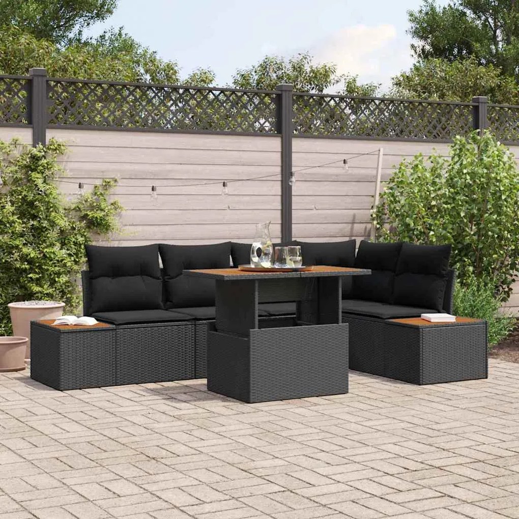 vidaXL Σέτ φαγητού για κήπο 6 pcs Μαύρο και Καφέ 100 x 55 x 73 εκ