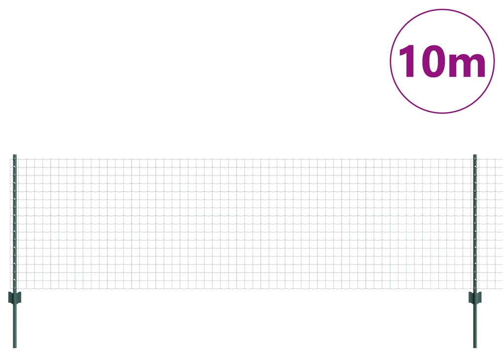 vidaXL Ευρωπαϊκός Φράκτης  με 5 U Posts Πράσινος 0.8x10 μ Χάλυβας