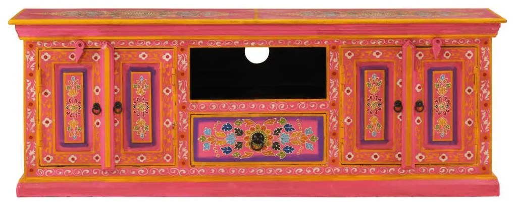 Έπιπλο Τηλεόρασης Ροζ 110 x 30 x 40 εκ. από Μασίφ Ξύλο Μάνγκο - Ροζ