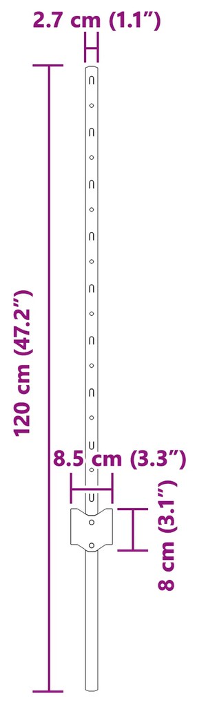 vidaXL Φράκτες 22 τεμ U-Channel Ασημί 120 εκ Ατσάλι