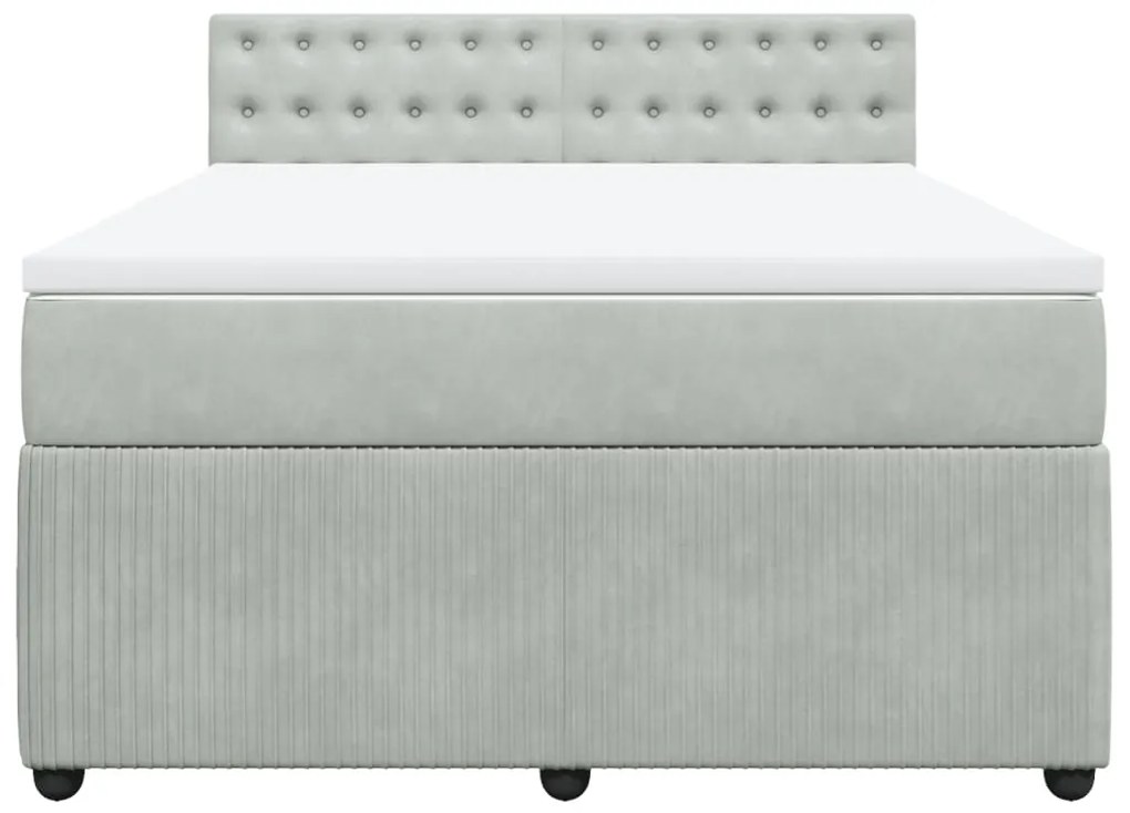 vidaXL Κρεβάτι Boxspring με Στρώμα Ανοιχτό Γκρι 160x200 εκ. Βελούδινο