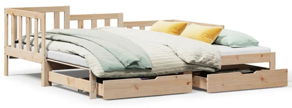 Καναπές Κρεβάτι Συρόμενος Χωρίς Στρώμα 90x190 εκ. & Συρτάρια