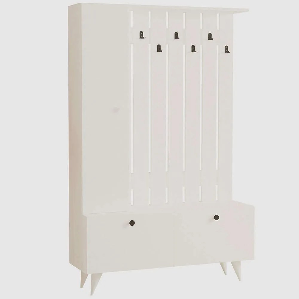 Έπιπλο Εισόδου Lala 835PUQ5042 112x35x170cm White Μοριοσανίδα, Μελαμίνη