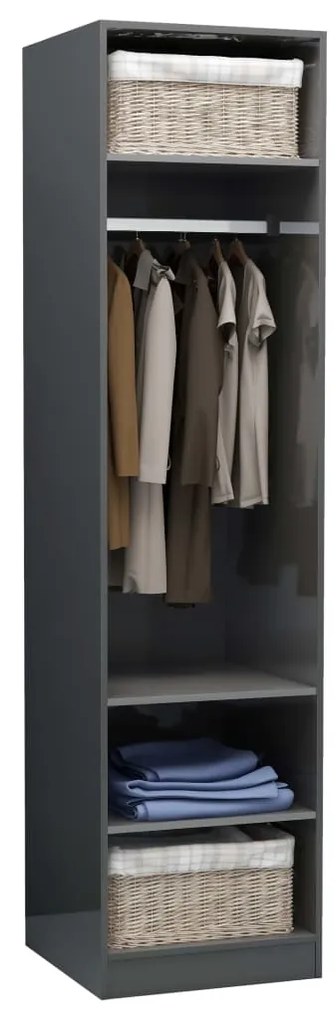 vidaXL Ντουλάπα Γυαλιστερό Γκρι 50 x 50 x 200 εκ. από Μοριοσανίδα